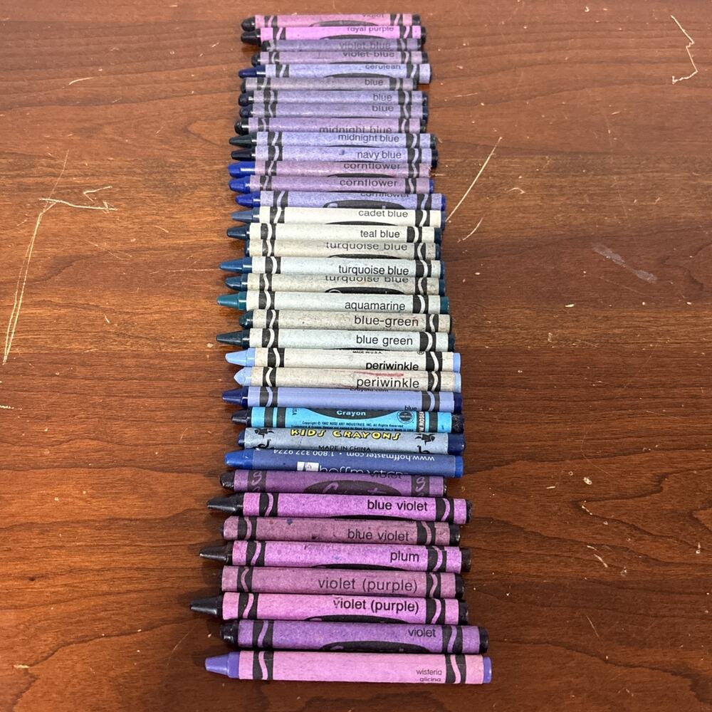 Crayola Crayons Vintage 90s Retired Binney & Smith Purple Violet Blue Cadet Lot